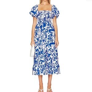 Show Me Your Mumu Afternoon Tea Dress XS Blue Midi NEW Sundress Vacation Coastal